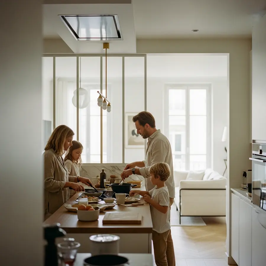 Cuisine ouverte sur salon