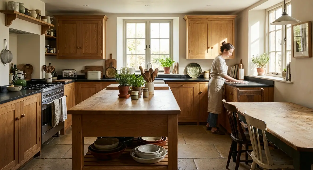 Un intérieur chaleureux avec une cuisine en bois massif