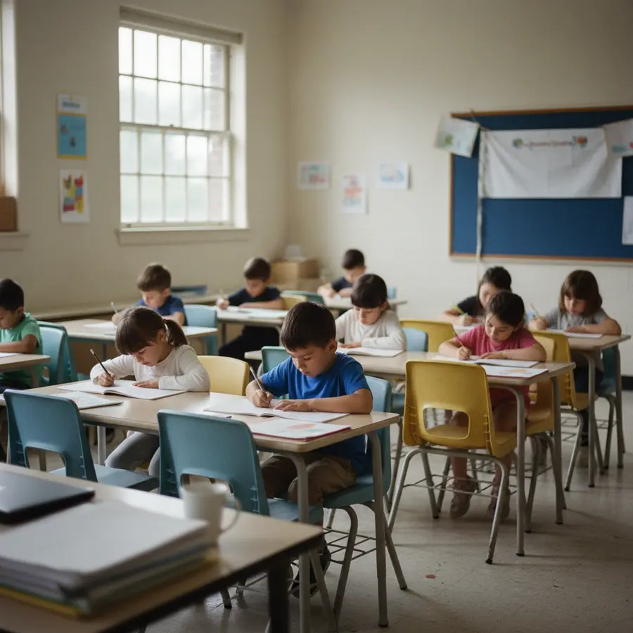 Chaise d'École pas cher dans une classe accueillante avec enfants heureux