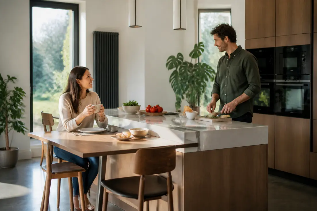 Cuisine avec îlot et table intégrée : quelle hauteur choisir ?