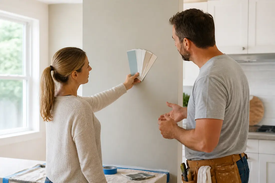 Utilisation d'un simulateur peinture gratuit pour choisir la couleur idéale d'une cuisine en rénovation